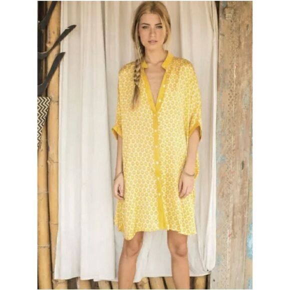 KAPARA LONDON HASMA PRINT BEACH SHIRT COVER UP SIZE M NEW WITH TAGS - Picture 1 of 9